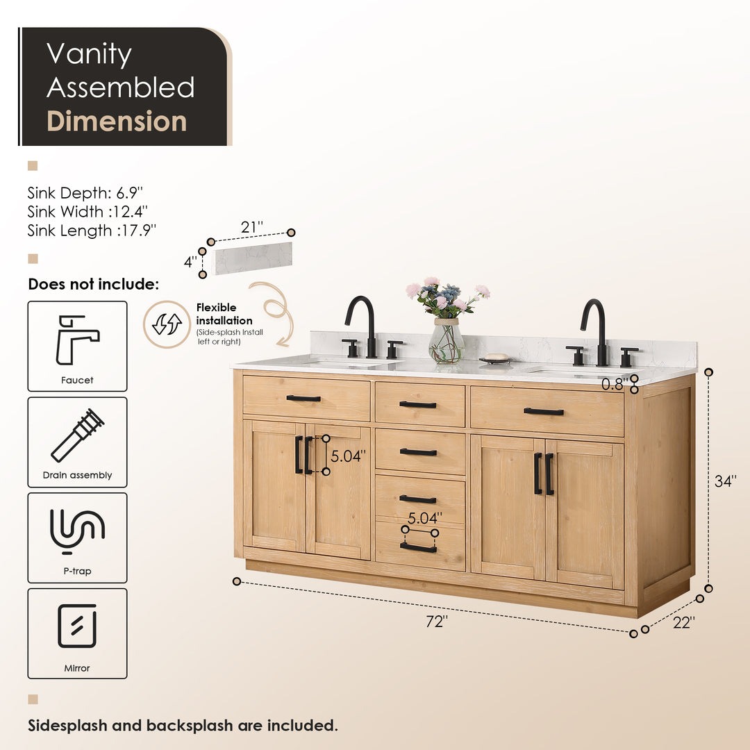 Gavino 72" Double Bathroom Vanity