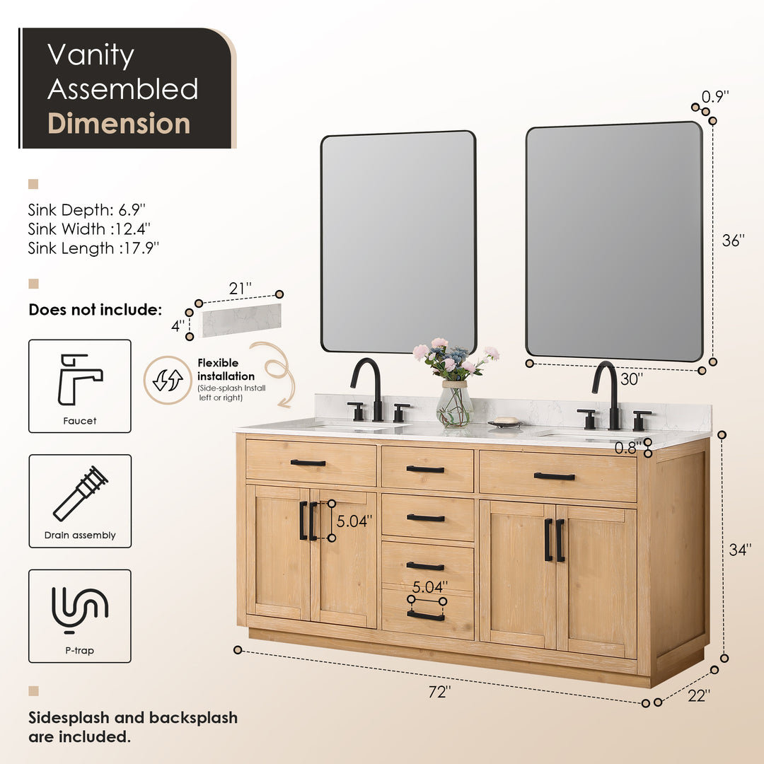 Gavino 72" Double Bathroom Vanity
