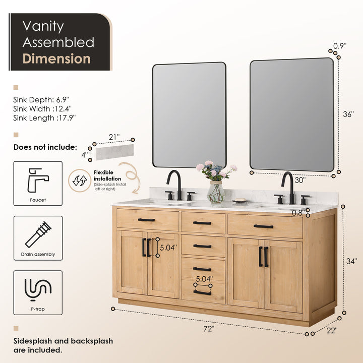 Gavino 72" Double Bathroom Vanity