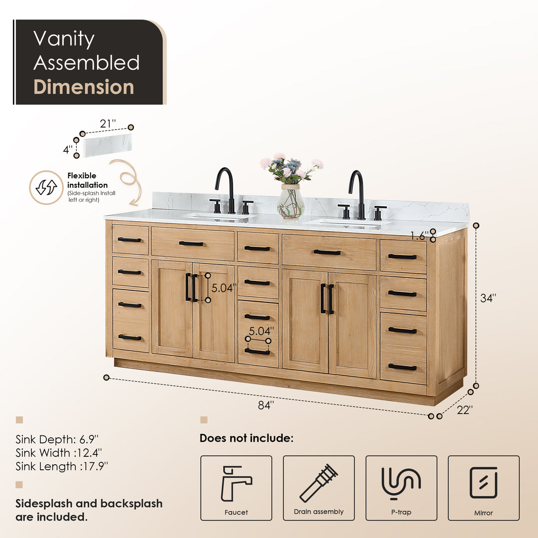 Gavino 84" Double Bathroom Vanity
