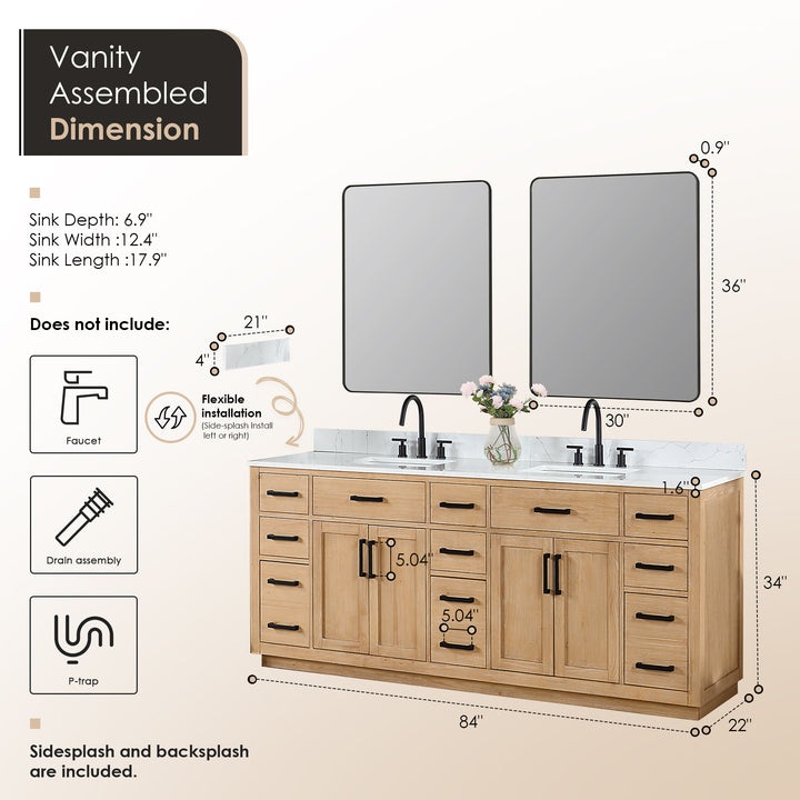 Gavino 84" Double Bathroom Vanity