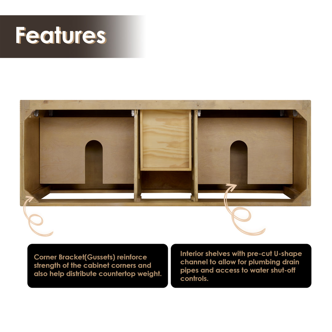 Laurel 60" Double Bathroom Cabinet Vanity