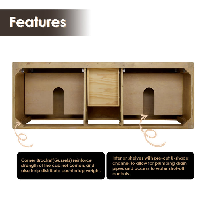 Laurel 60" Double Bathroom Cabinet Vanity