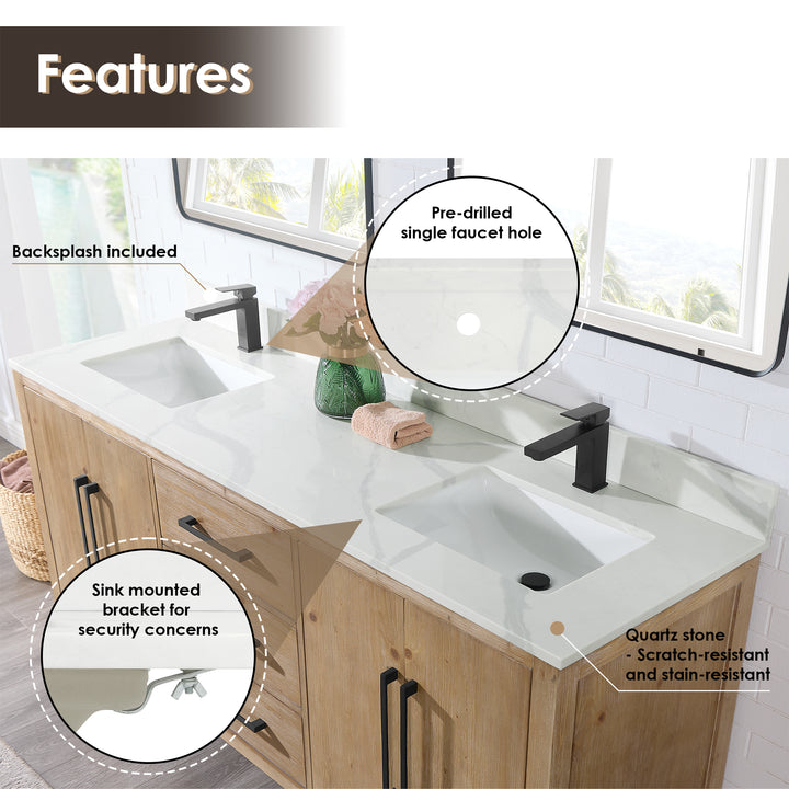 Laurel 72" Double Bathroom Vanity