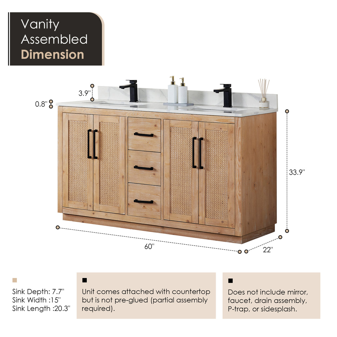 Floral 60" Double Bathroom Vanity