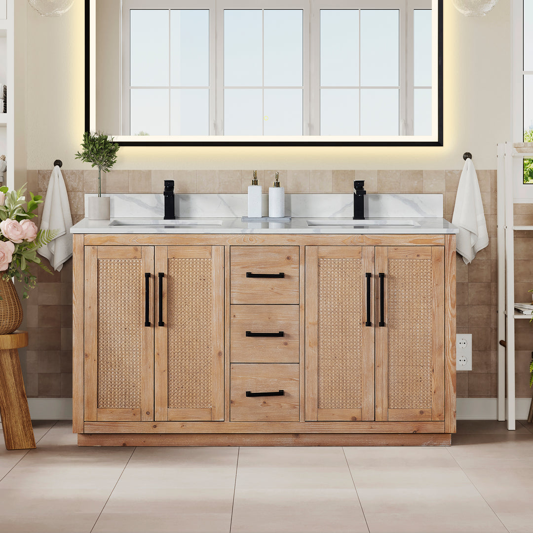 Floral 60" Double Bathroom Vanity