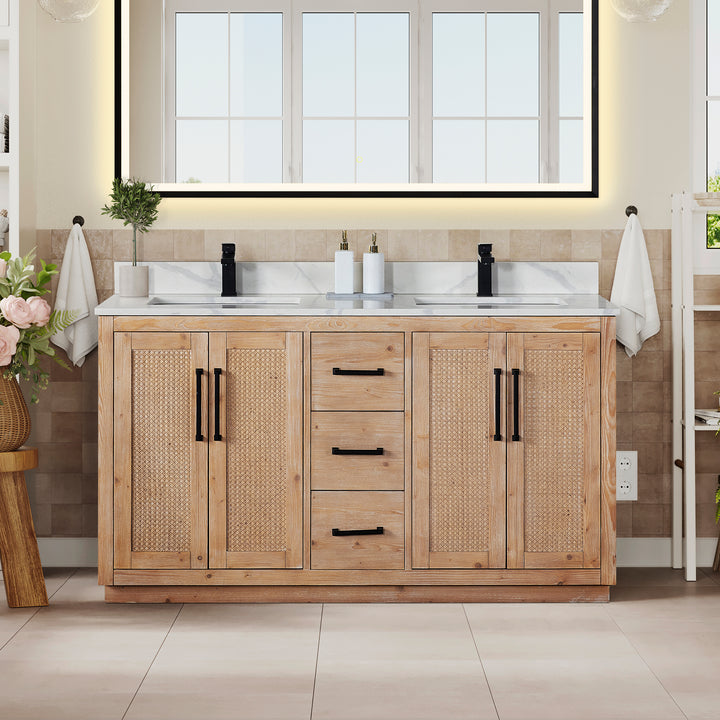 Floral 60" Double Bathroom Vanity