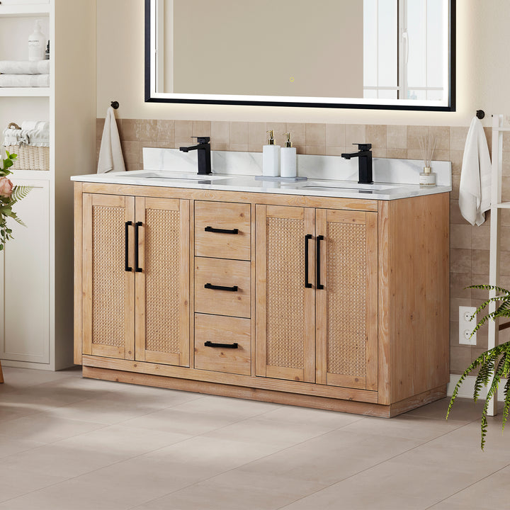 Floral 60" Double Bathroom Vanity