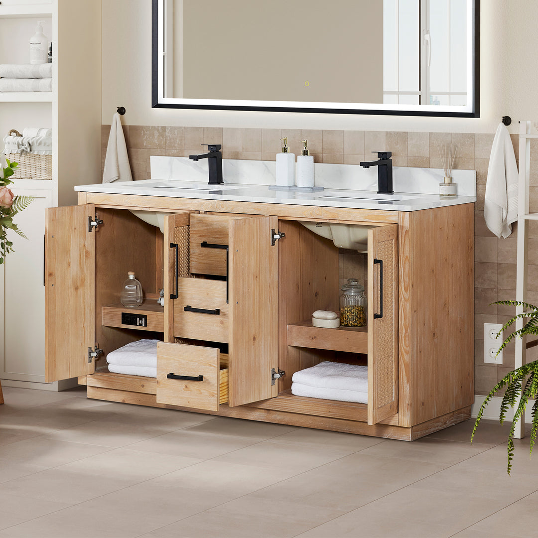 Floral 60" Double Bathroom Vanity