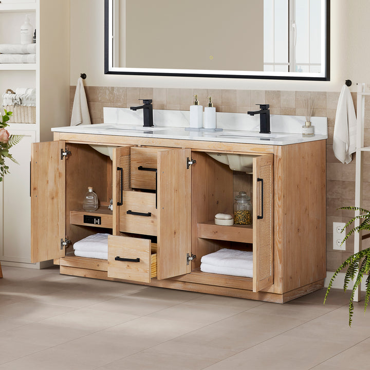 Floral 60" Double Bathroom Vanity