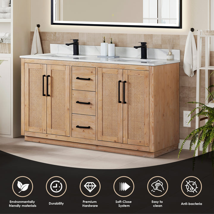 Floral 60" Double Bathroom Vanity