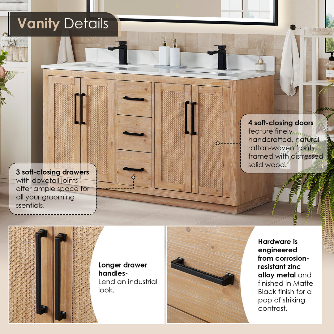 Floral 60" Double Bathroom Vanity