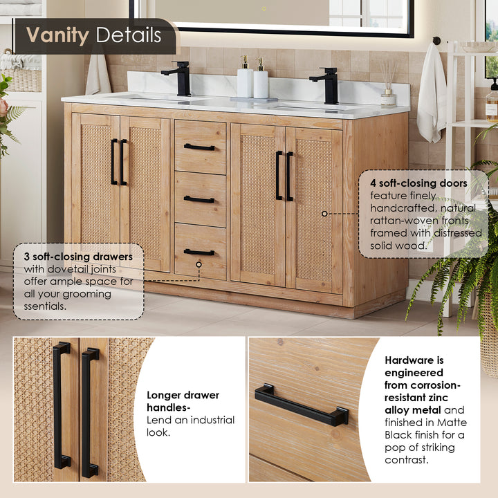 Floral 60" Double Bathroom Vanity