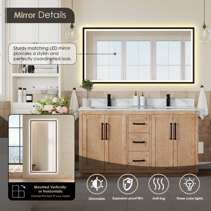 Floral 60" Double Bathroom Vanity