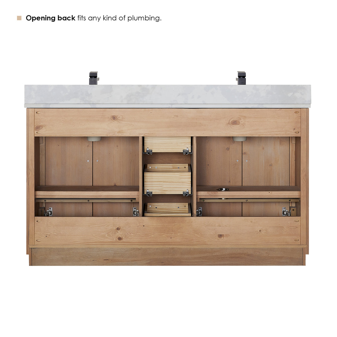 Floral 60" Double Bathroom Vanity