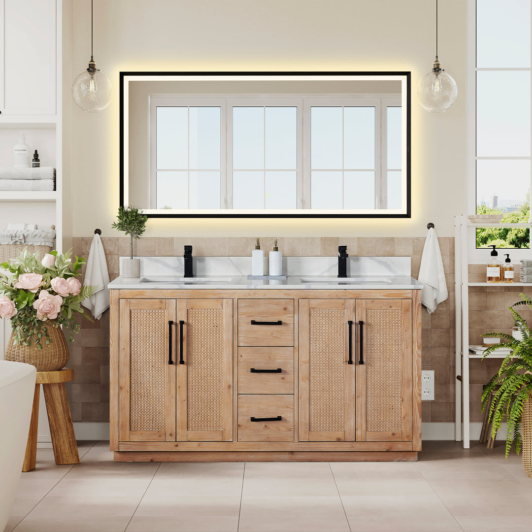 Floral 60" Double Bathroom Vanity