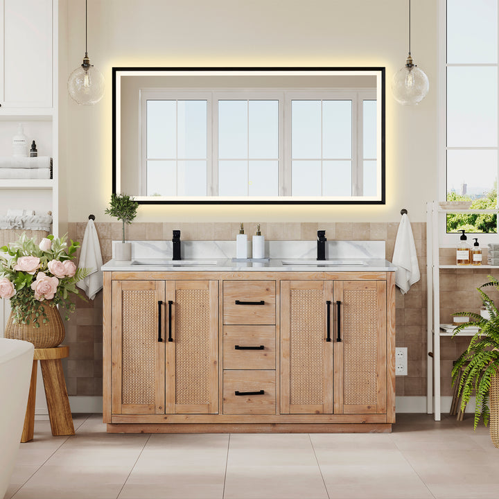 Floral 60" Double Bathroom Vanity