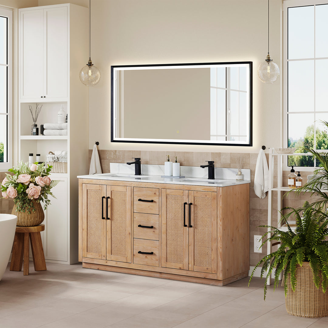 Floral 60" Double Bathroom Vanity