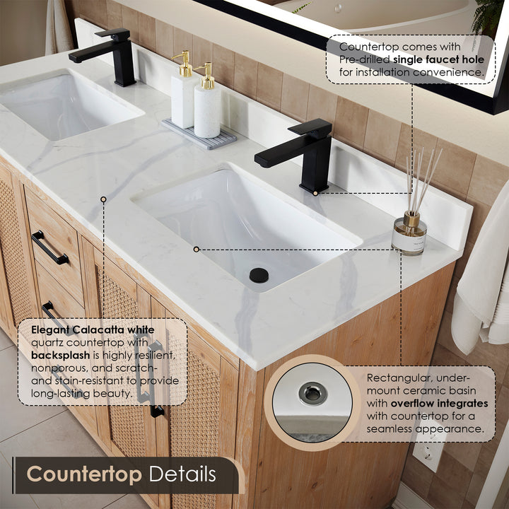 Floral 60" Double Bathroom Vanity