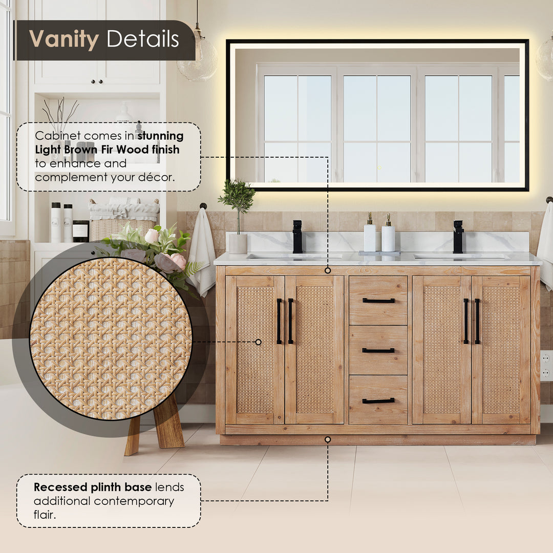 Floral 60" Double Bathroom Vanity