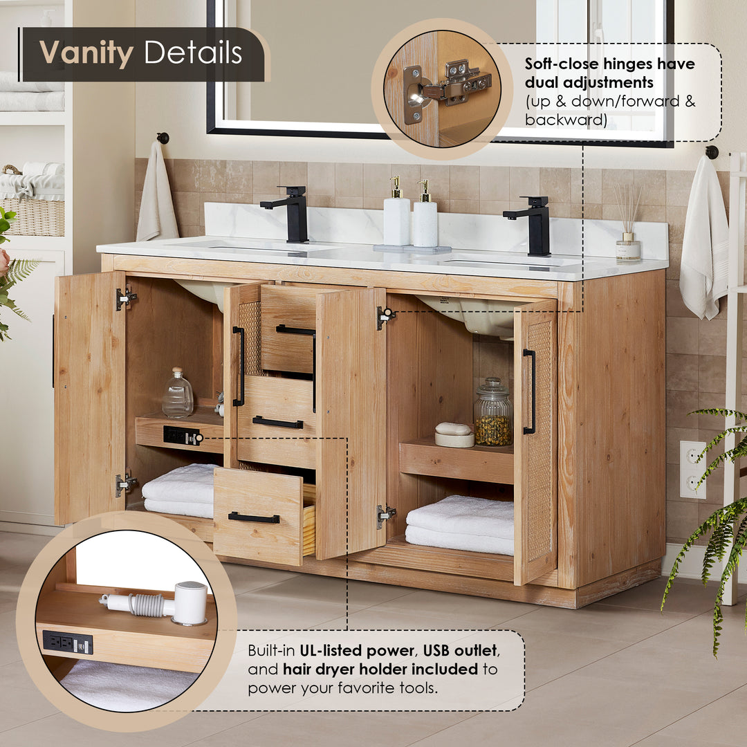 Floral 60" Double Bathroom Vanity