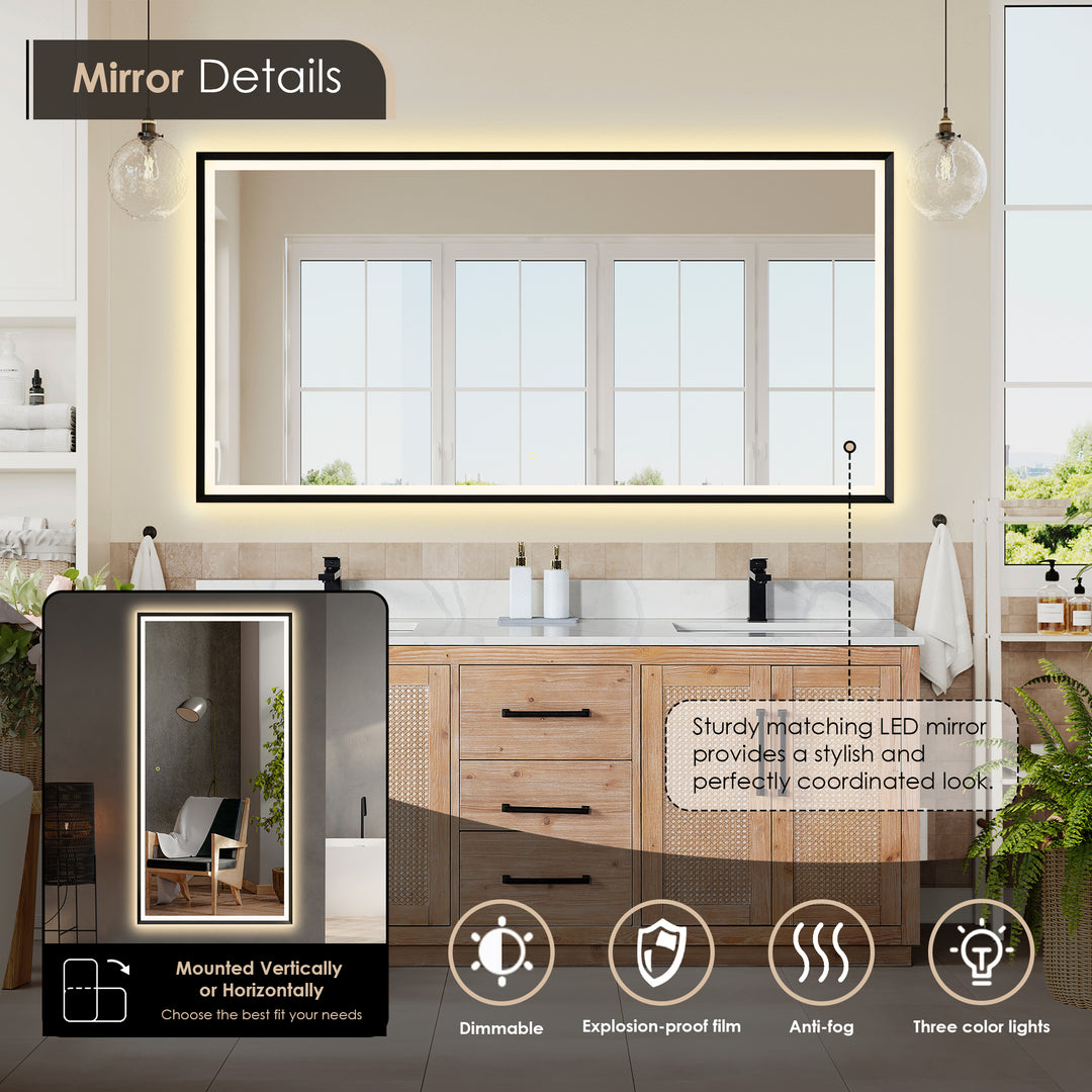 Floral 72" Double Bathroom Vanity