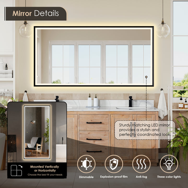 Floral 72" Double Bathroom Vanity