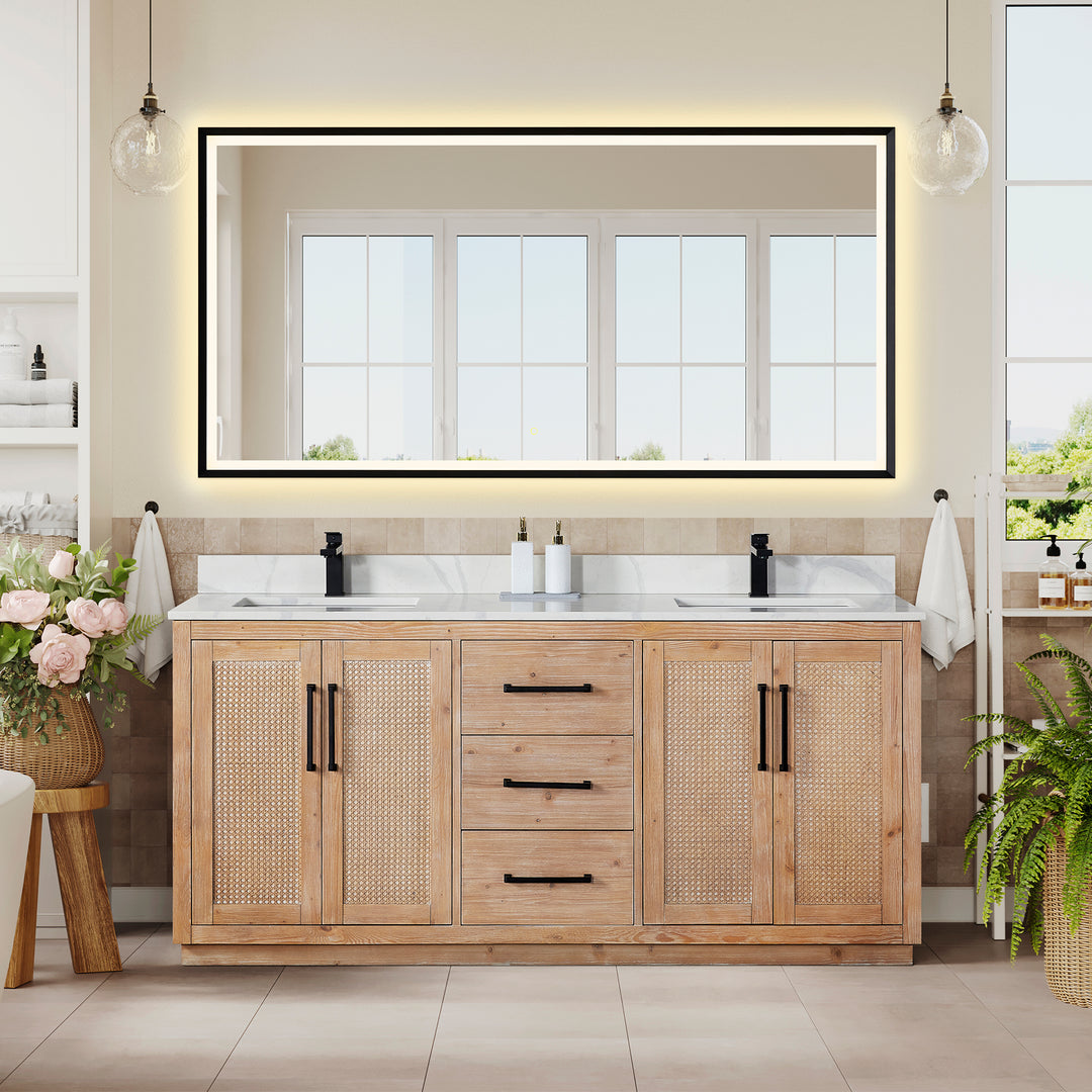 Floral 72" Double Bathroom Vanity