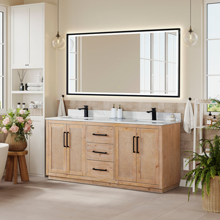Floral 72" Double Bathroom Vanity