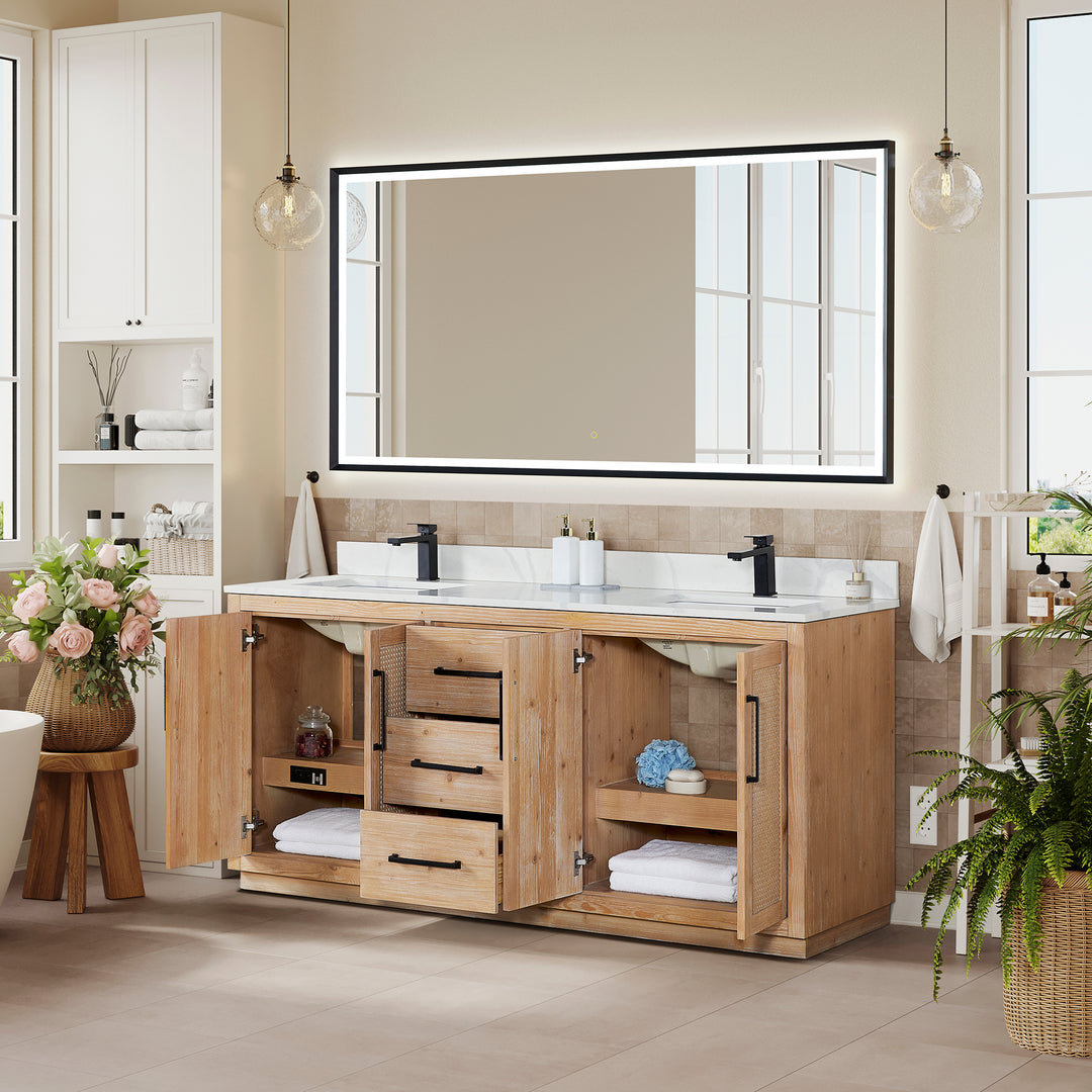 Floral 72" Double Bathroom Vanity