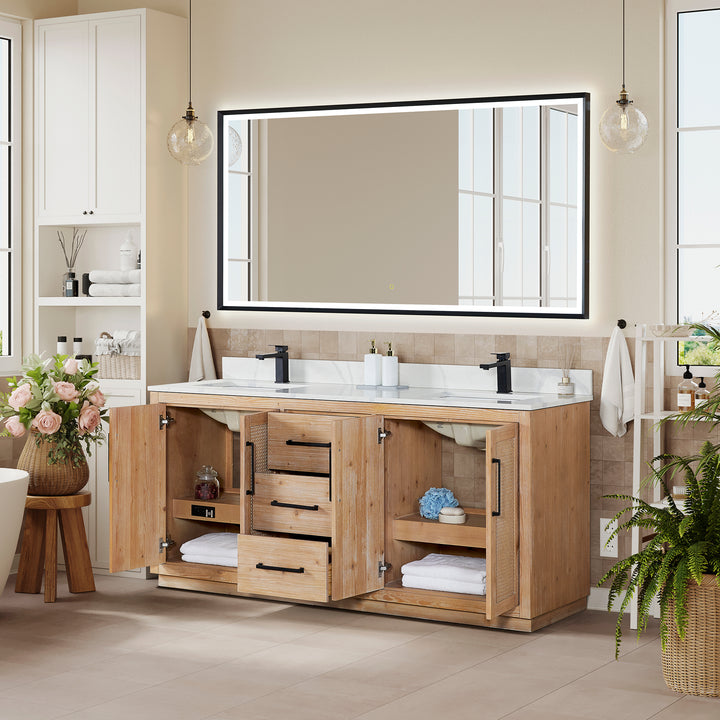 Floral 72" Double Bathroom Vanity