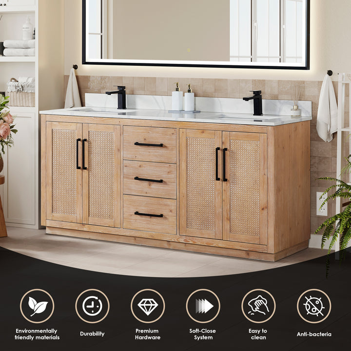 Floral 72" Double Bathroom Vanity