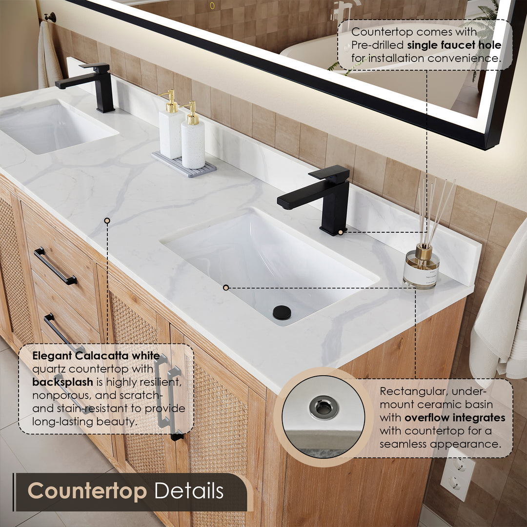 Floral 72" Double Bathroom Vanity