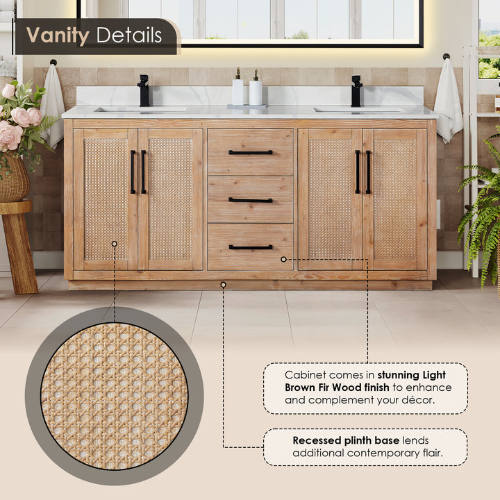 Floral 72" Double Bathroom Vanity