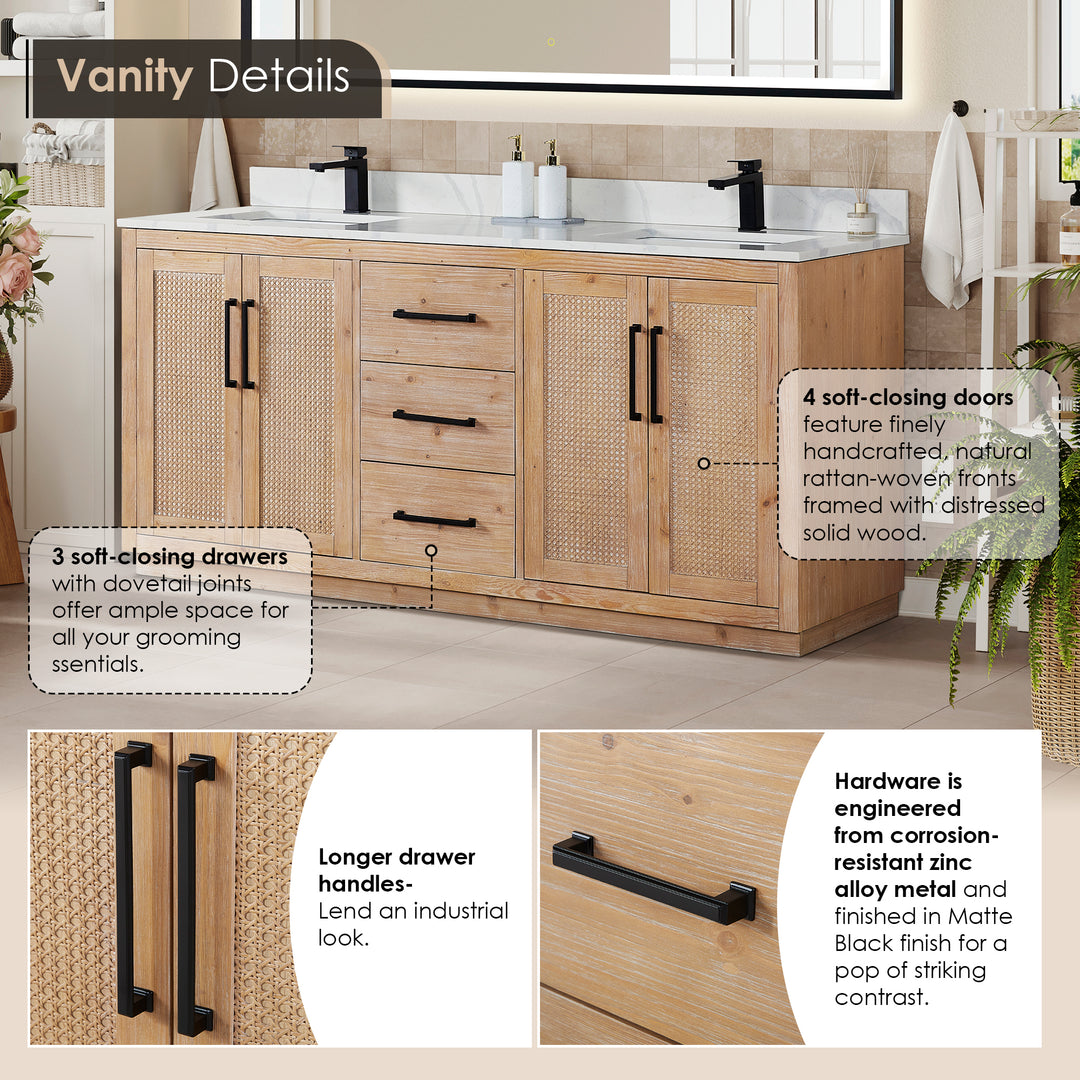 Floral 72" Double Bathroom Vanity