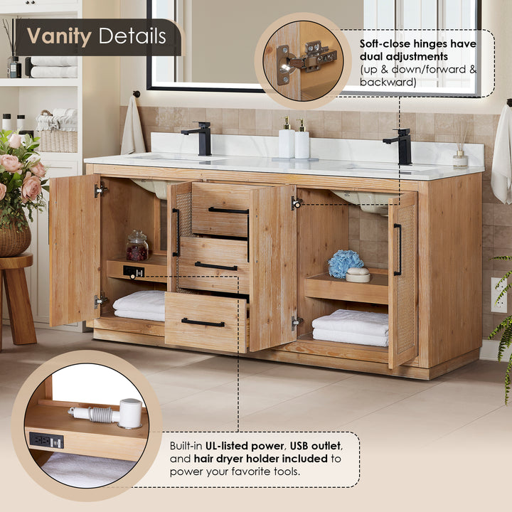 Floral 72" Double Bathroom Vanity