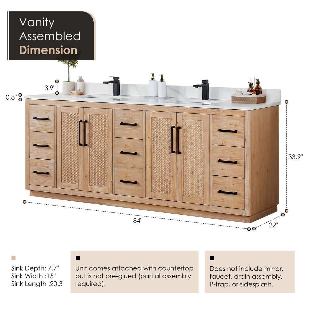 Floral 84" Double Bathroom Vanity