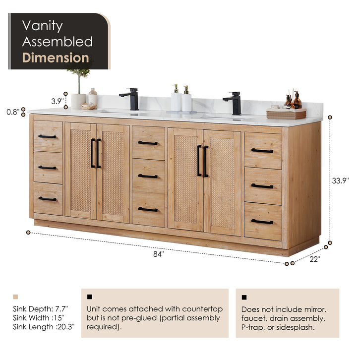 Floral 84" Double Bathroom Vanity