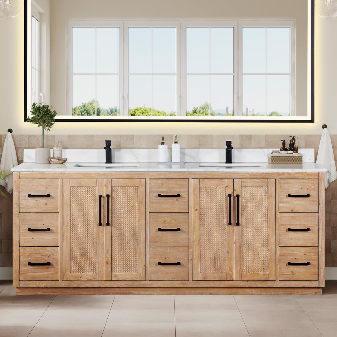Floral 84" Double Bathroom Vanity