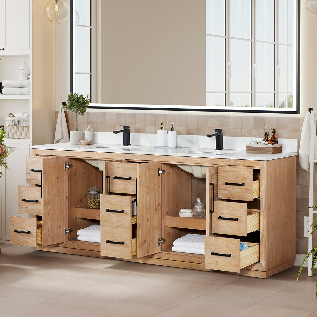 Floral 84" Double Bathroom Vanity