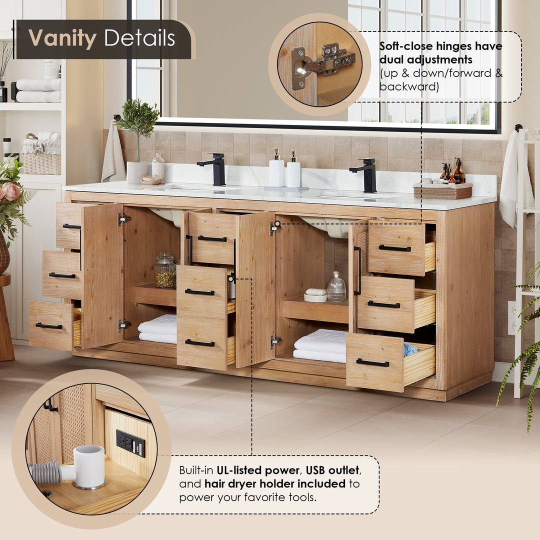 Floral 84" Double Bathroom Vanity