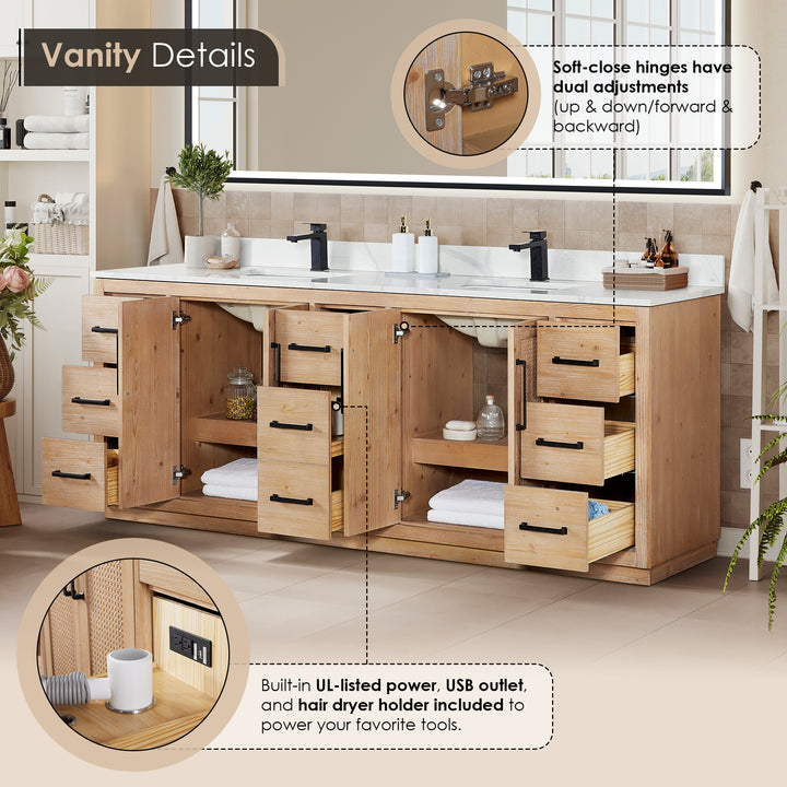 Floral 84" Double Bathroom Vanity