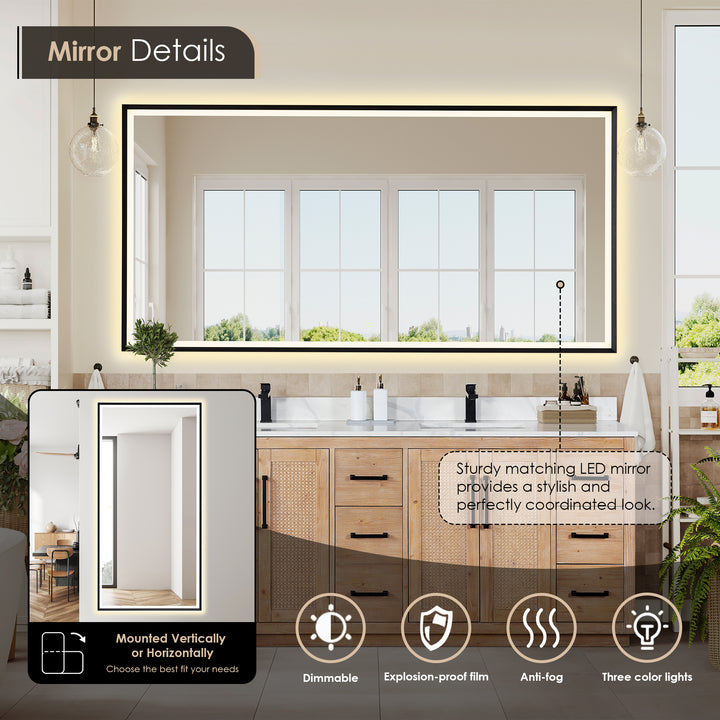 Floral 84" Double Bathroom Vanity