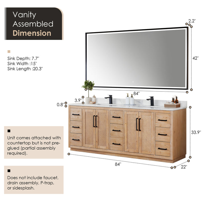 Floral 84" Double Bathroom Vanity