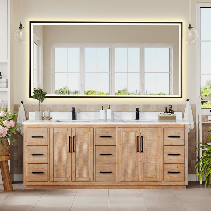 Floral 84" Double Bathroom Vanity