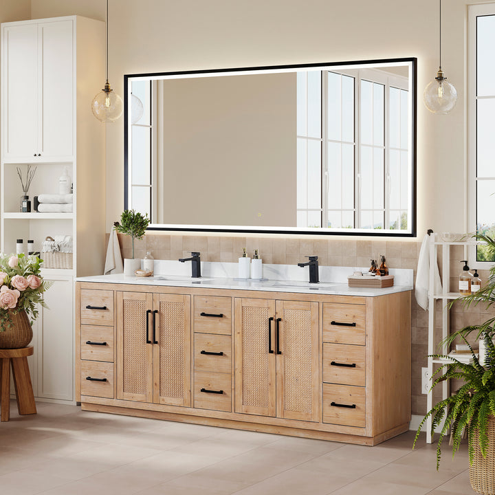 Floral 84" Double Bathroom Vanity