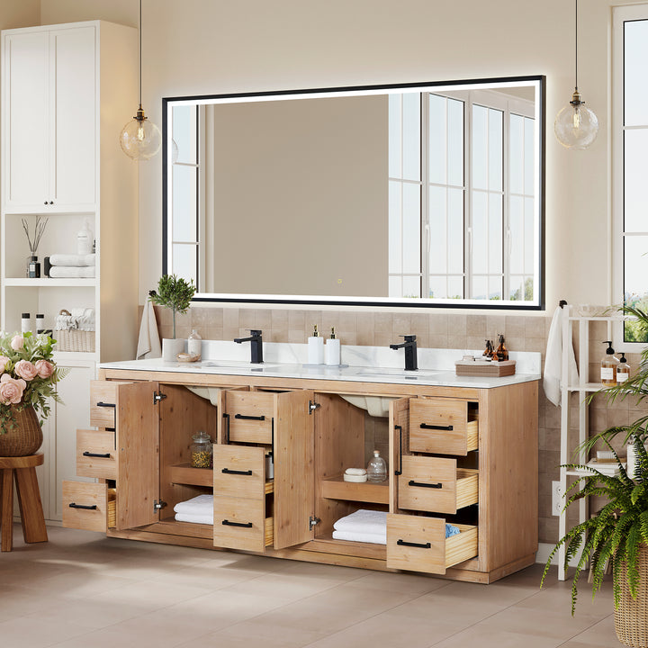 Floral 84" Double Bathroom Vanity