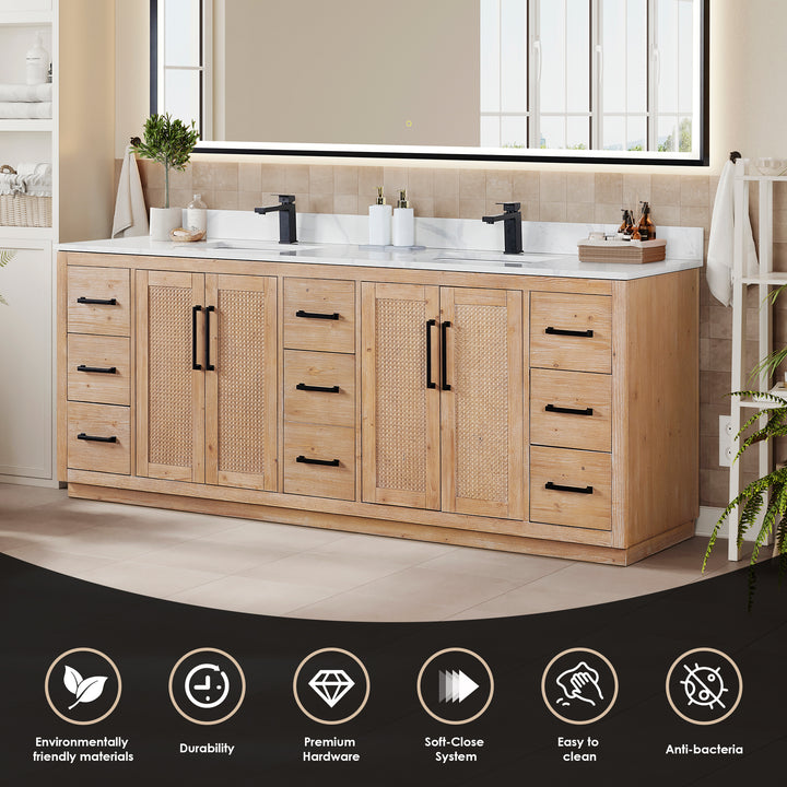 Floral 84" Double Bathroom Vanity