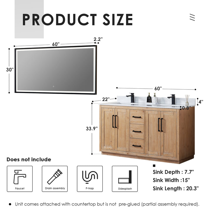 Cicero 60" Double Bathroom Vanity
