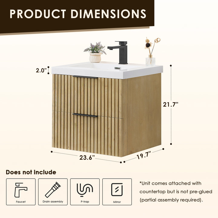 Livia 24" Wall-mounted Single Bathroom Vanity